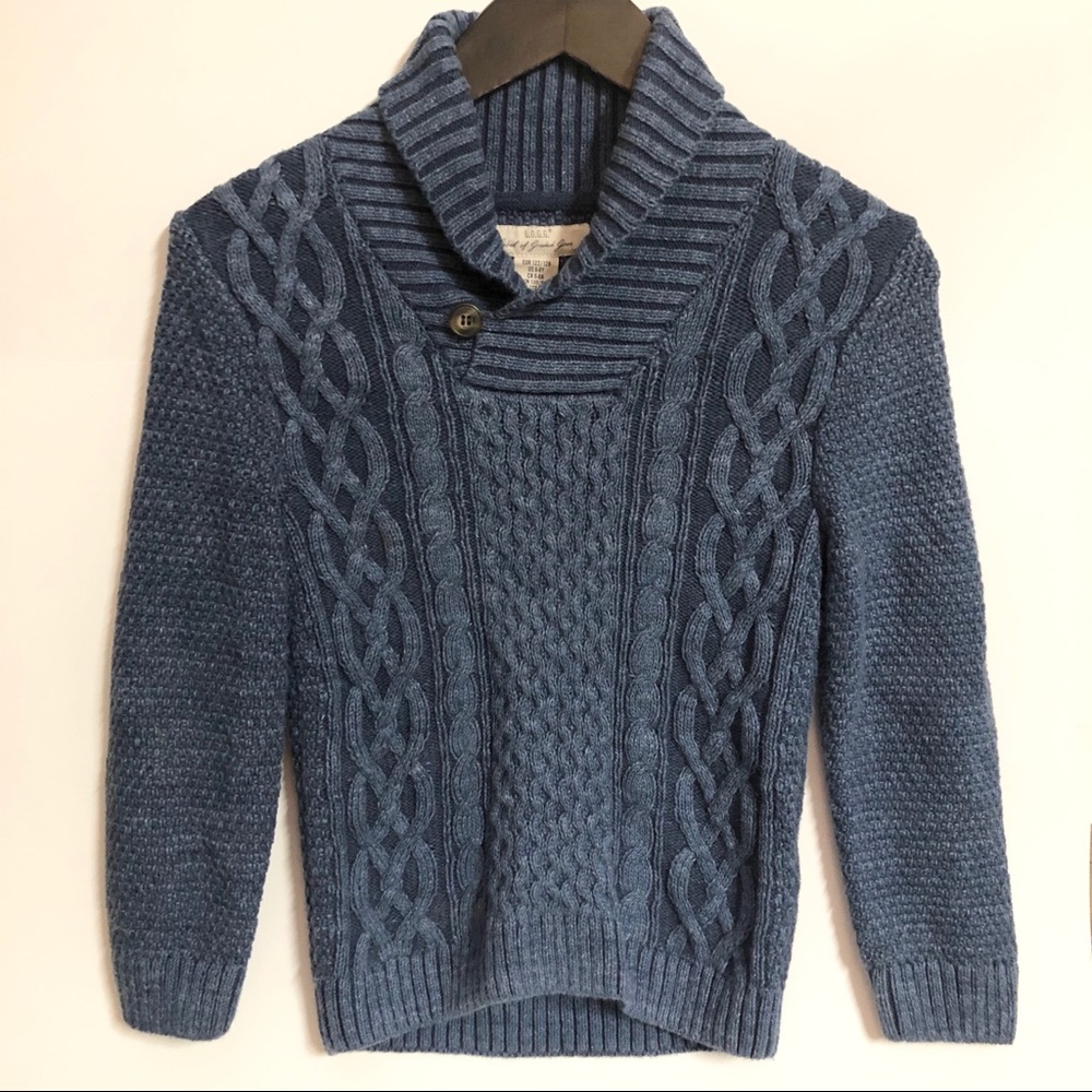 Boys H&M Shawl Collar Sweater, Blue, size 6-8Y